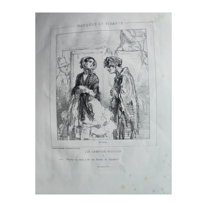 Les Lorette Vieillies série de 5 lithographies Paul Gavarni personnages féminins scènes de rue art graphique XIXe siècle
