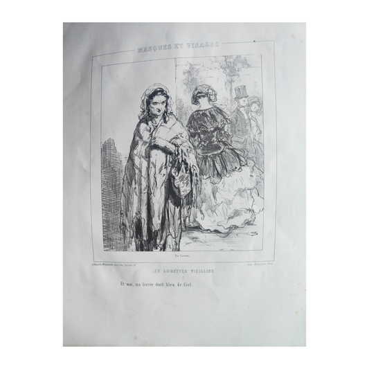Les Lorette Vieillies série de 5 lithographies Paul Gavarni personnages féminins scènes de rue art graphique XIXe siècle
