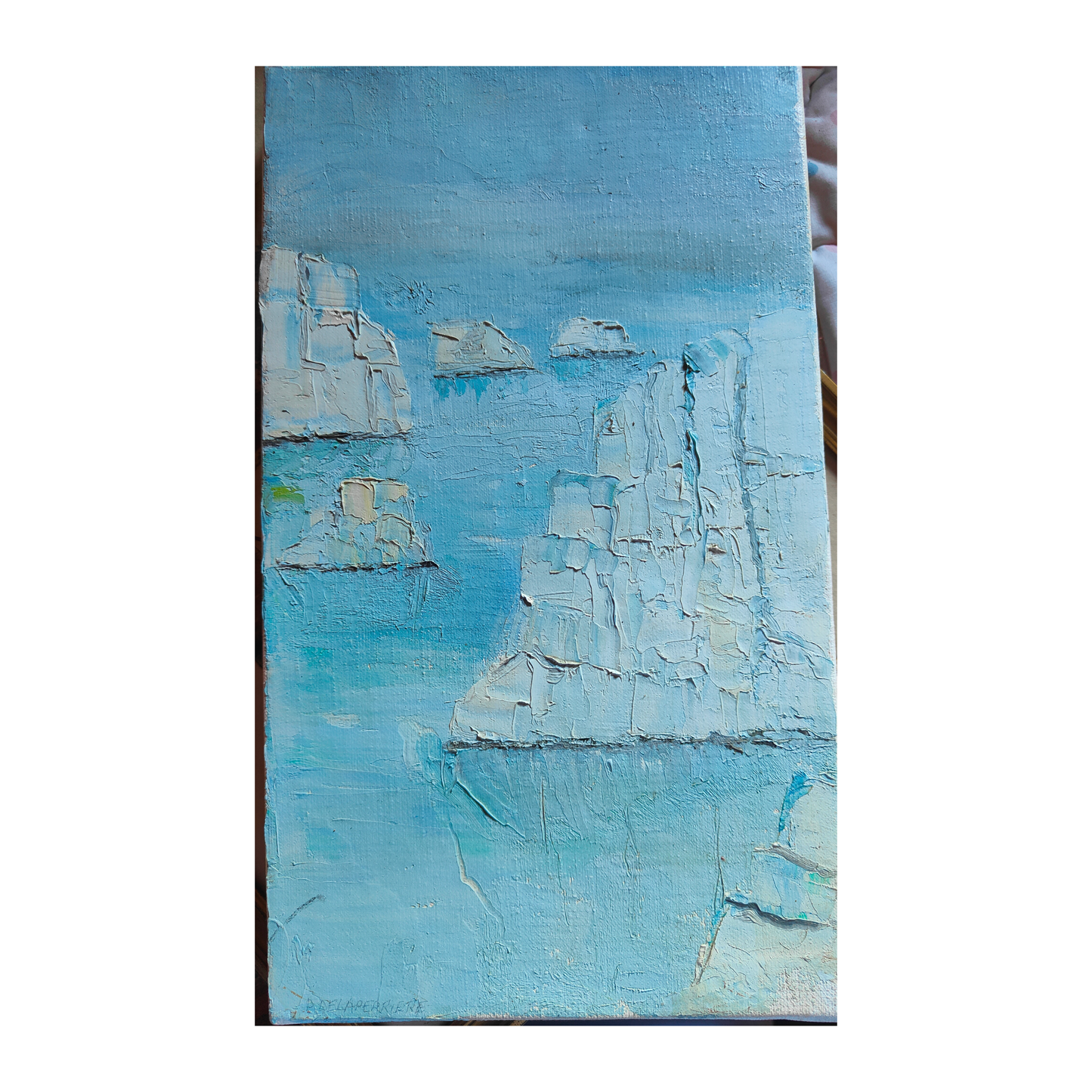 Diptyque Paysages (Glace et Désert) huile sur toile P. Delaperrière contrastes paysages nature glacée et désertique art contemporain
