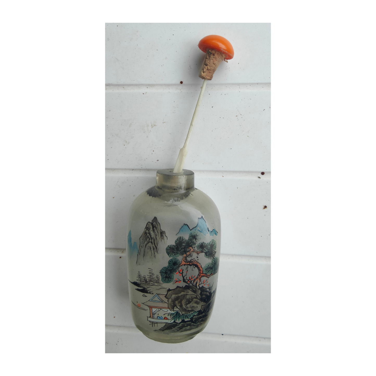 Tabatière chinoise en verre peinte à l’intérieur – Snuff bottle – Décor paysage