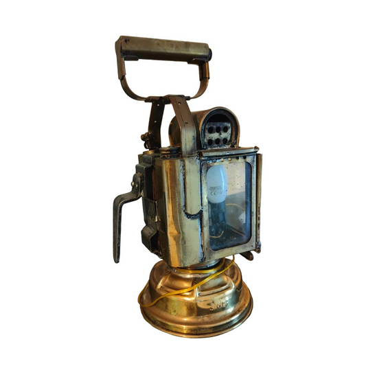 Ancien fanal SNCF à carbure transformé lampe – vintage industriel – chemin de fer