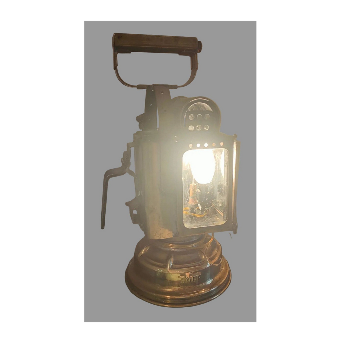 Ancien fanal SNCF à carbure transformé lampe – vintage industriel – chemin de fer