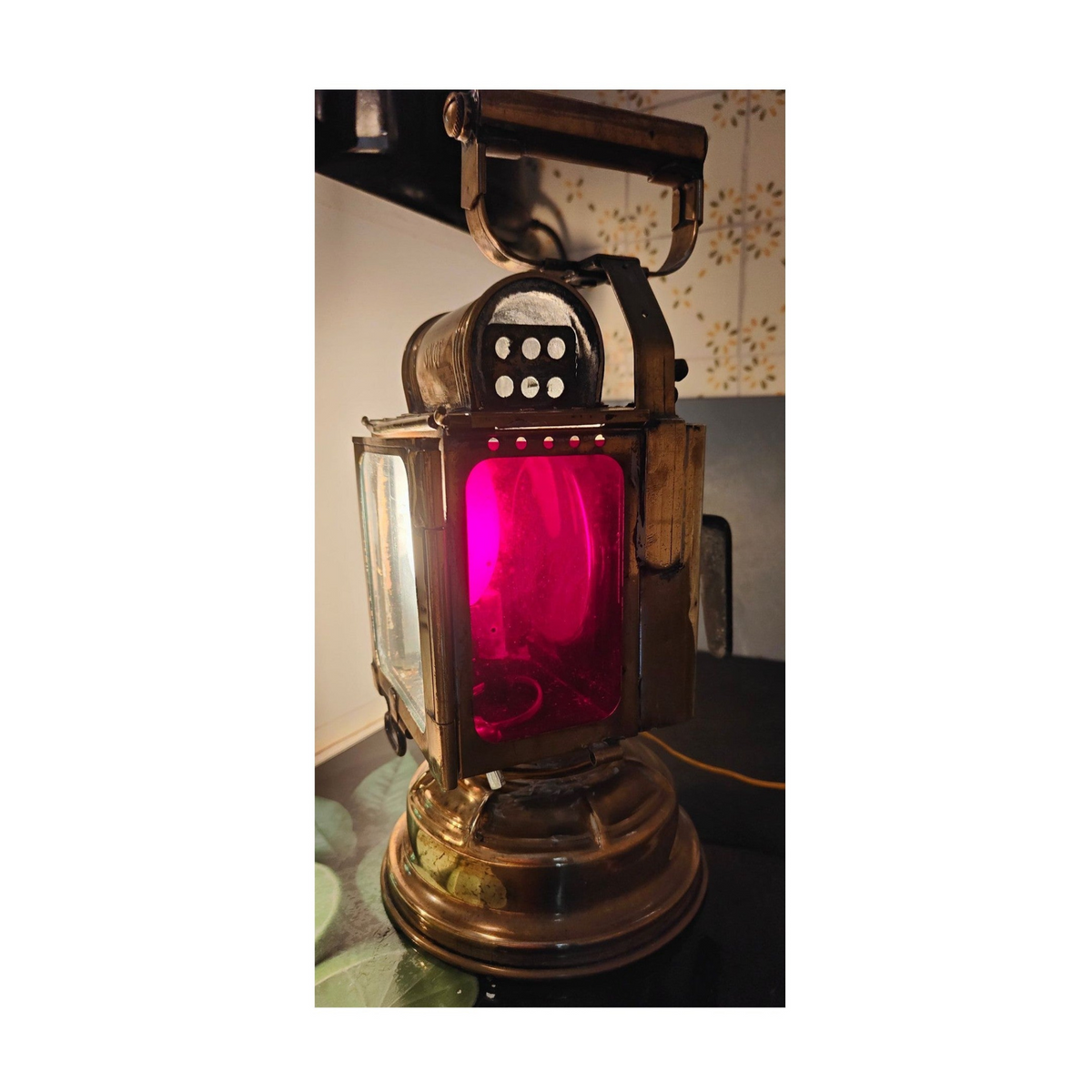 Ancien fanal SNCF à carbure transformé lampe – vintage industriel – chemin de fer