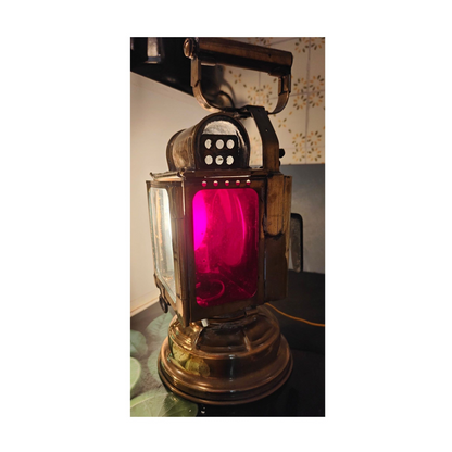 Ancien fanal SNCF à carbure transformé lampe – vintage industriel – chemin de fer