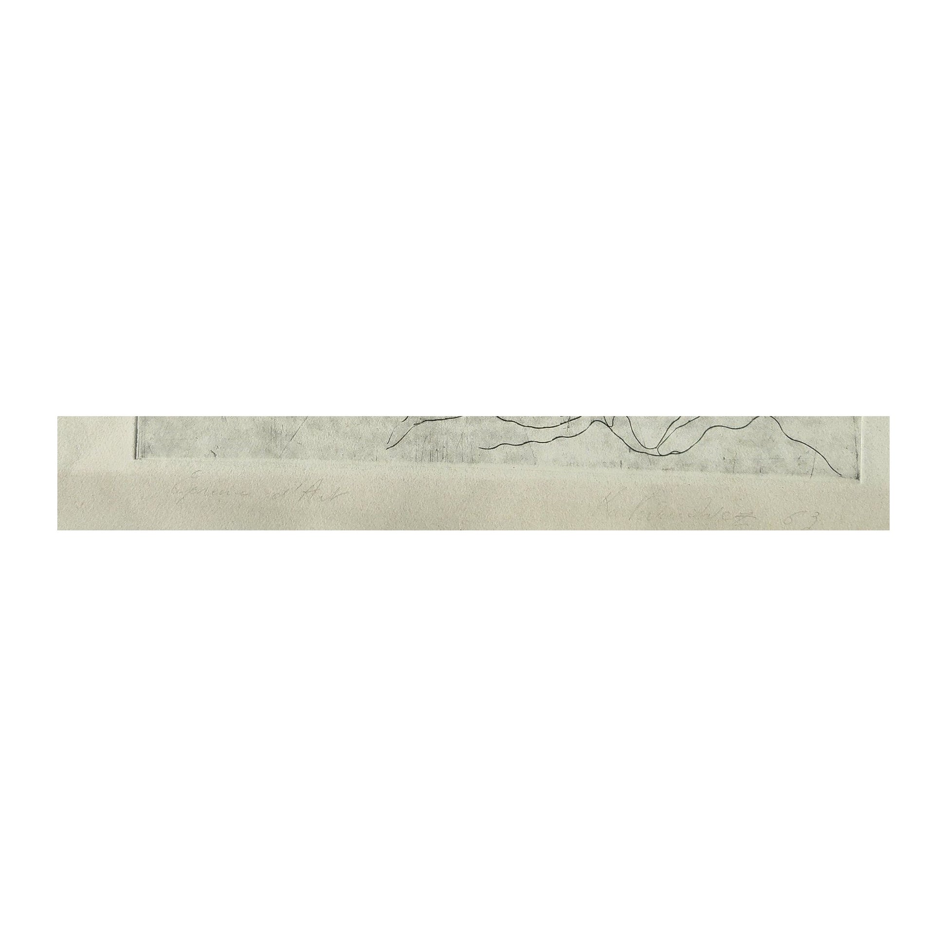 Gravure abstraite en noir et blanc de Serge Kantorowitz, eau-forte originale épreuve d’artiste signée et justifiée