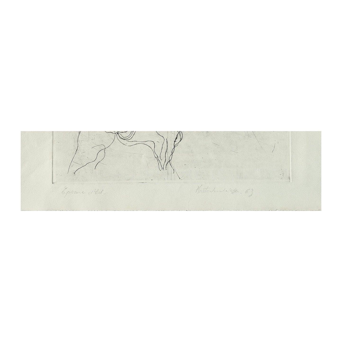 Gravure abstraite en noir et blanc de Serge Kantorowitz, eau-forte originale épreuve d’artiste signée et justifiée