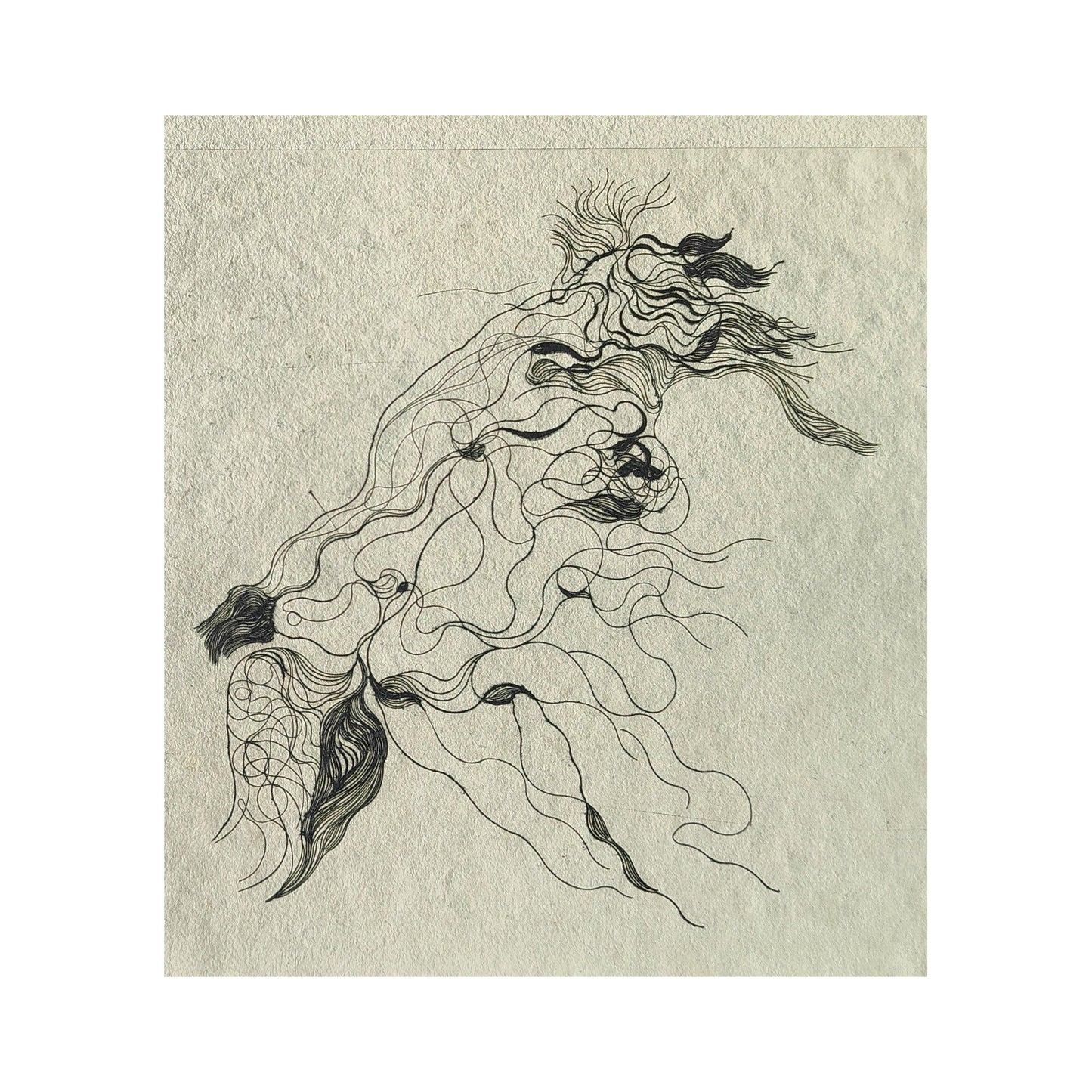 Gravure abstraite en noir et blanc de Serge Kantorowitz, eau-forte originale épreuve d’artiste signée et justifiée