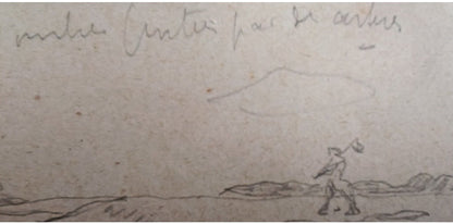 Image traitée - petit dessin au crayon personnage sur la grève- Paul-Elie Gernez  (1888-1948)