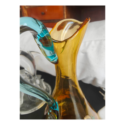 Carafe ambrée dite George Sand cristallerie Portieux verre cristal français XIXe siècle brocante authentique