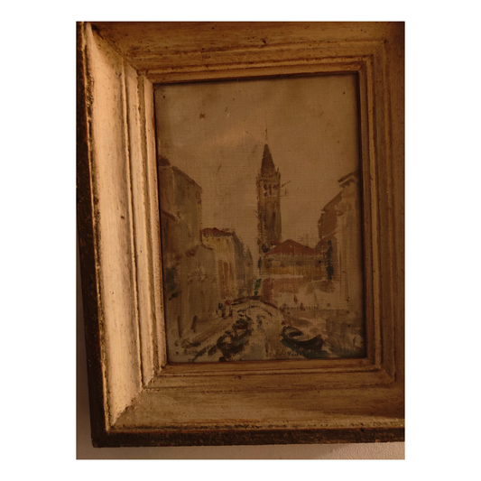 Venise huile sur toile Jules Lelouch paysage urbain Venise scène vénitienne art français moderne 300 euros