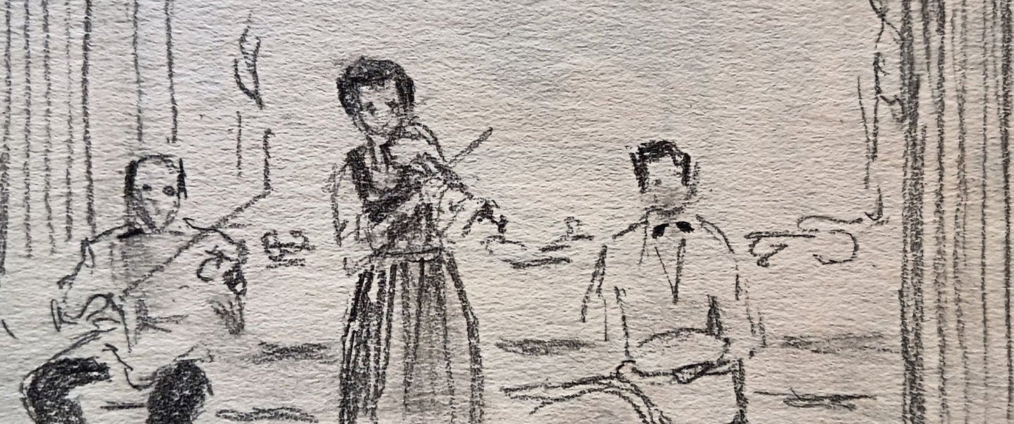Dessin de 1981 de Benn représentant le portrait d’un jeune garçon, œuvre non encadrée au format 25 x 33 cm