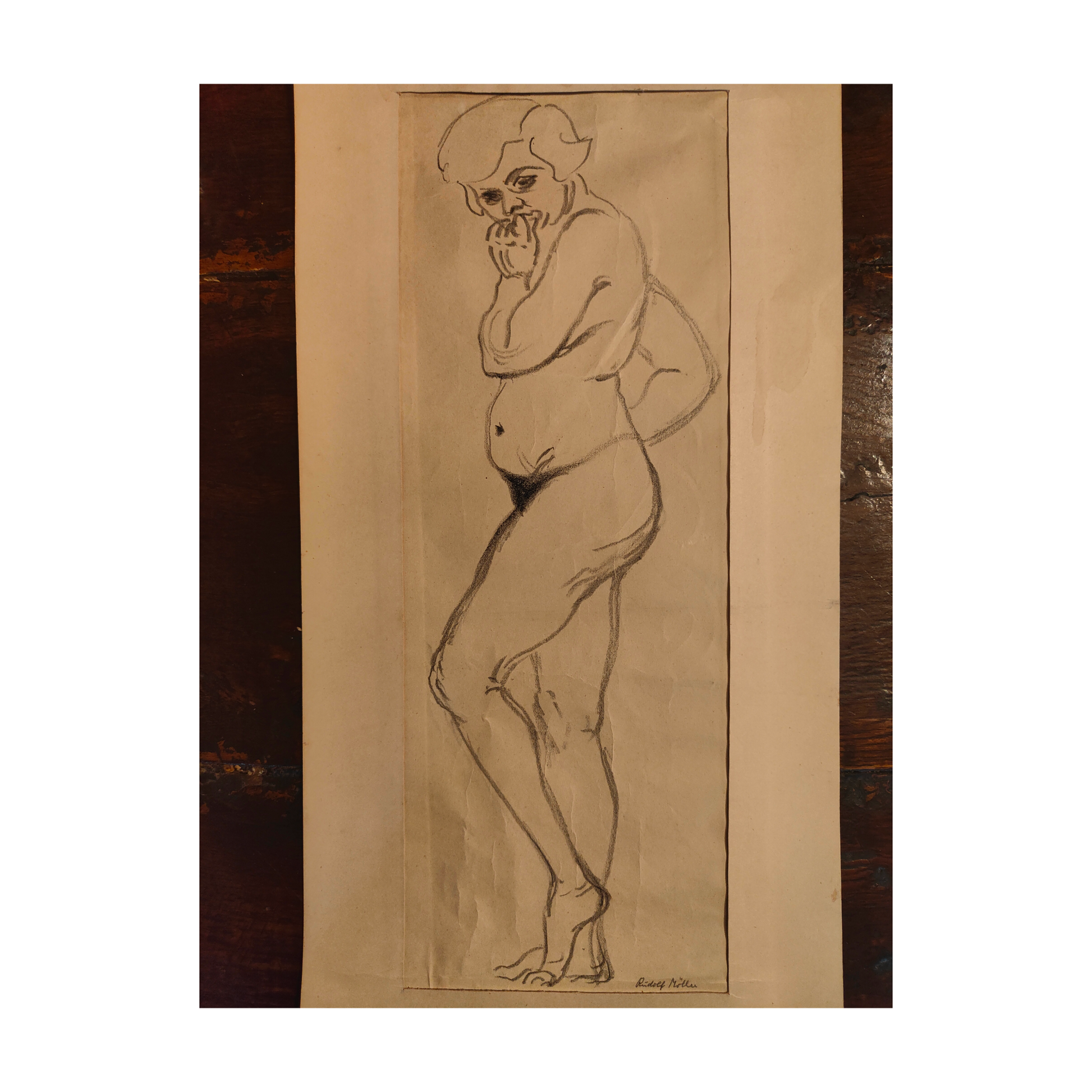 Nu Debout dessin Rudolf Möller nu artistique art moderne allemand 250 euros