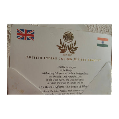 Image traitée - [RARE] Lot d'Archive Diplomatique & Champagne – Gala "Golden India" (50e Indépendance de l'Inde), Londres 1997 – Cachet original Moët & Chandon Épernay