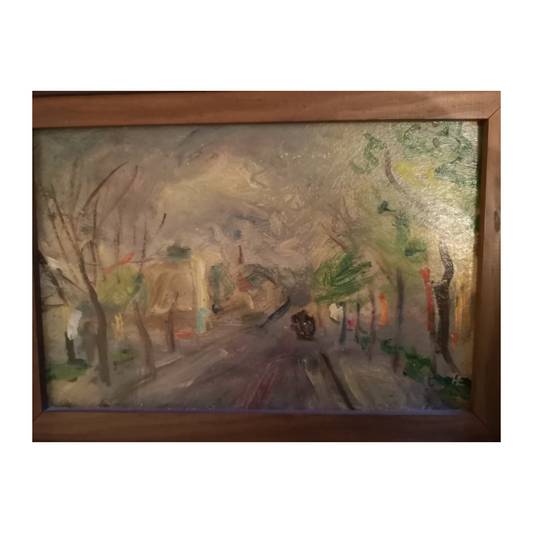 Au Bois huile sur panneau Eckegard paysage forestier scène boisée nature art moderne

