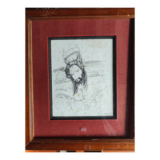 Christ en croix dessin Armand Nakache art religieux crucifixion art moderne français 500 euros