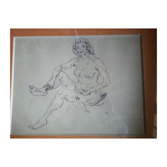 Le modèle nu dessin crayon monogramme KH nu artistique académique art moderne français 250 euros