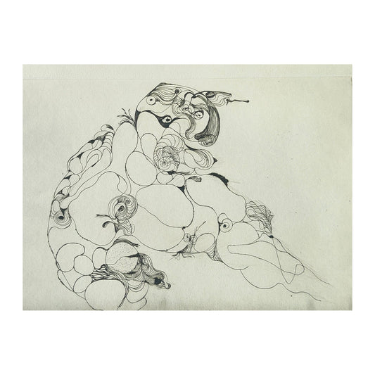 Gravure abstraite en noir et blanc de Serge Kantorowitz, eau-forte originale épreuve d’artiste signée et justifiée