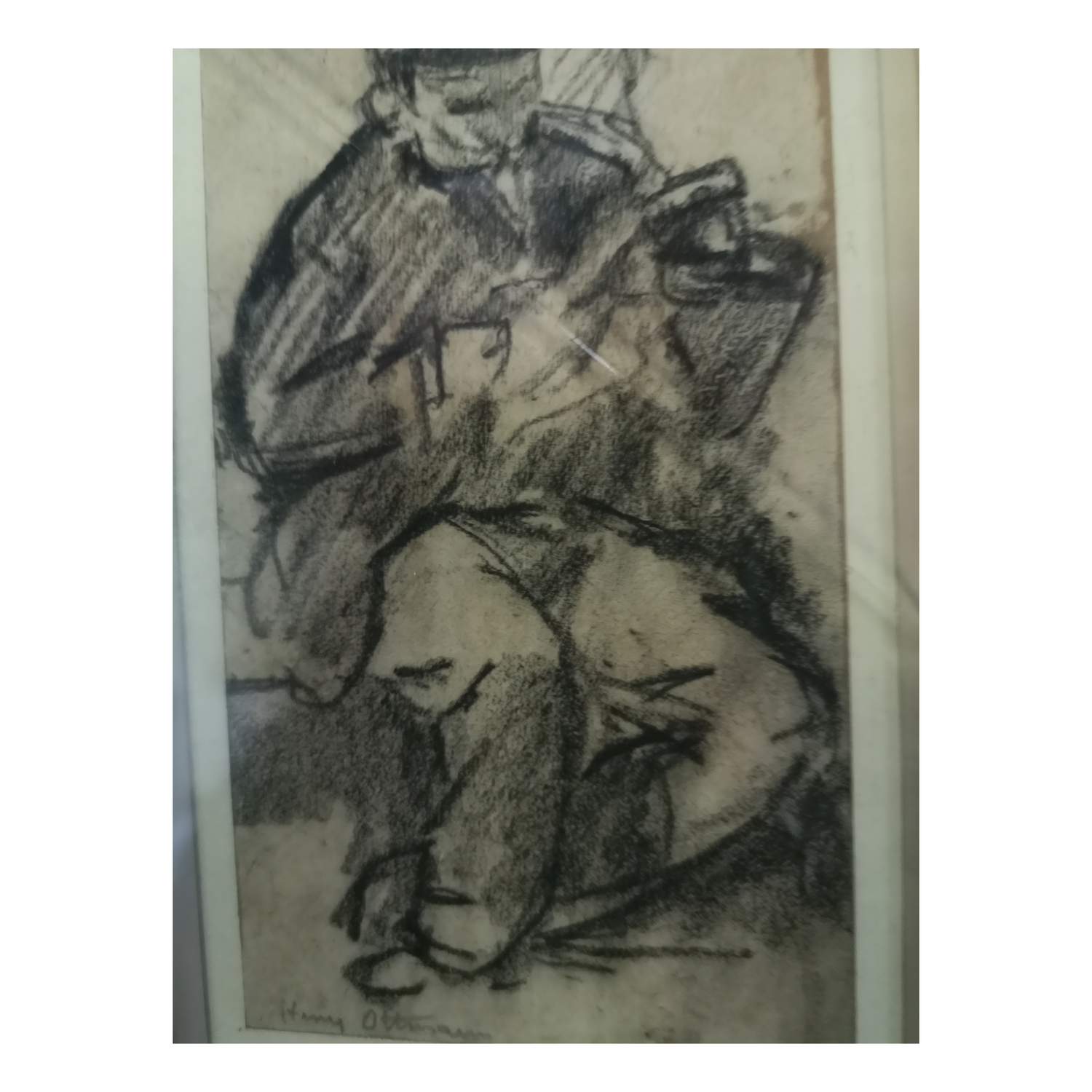 Homme lisant dessin Henry Ottmann scène lecture portrait masculin art français XIXe siècle authentique