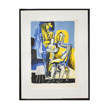 Couple lithographie Ossip Zadkine sculpture cubisme École de Paris art moderne russe 89x69 cm 350 euros