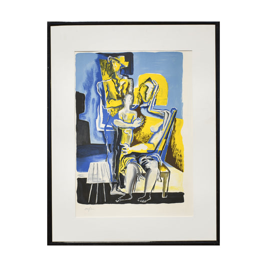 Couple lithographie Ossip Zadkine sculpture cubisme École de Paris art moderne russe 89x69 cm 350 euros
