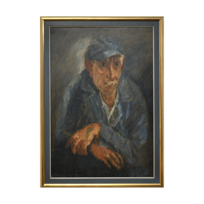 L'homme en bleu huile sur toile Jacques Chapiro portrait masculin École de Paris art moderne français 73x50 cm 900 euros