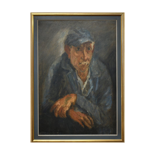 L'homme en bleu huile sur toile Jacques Chapiro portrait masculin École de Paris art moderne français 73x50 cm 900 euros
