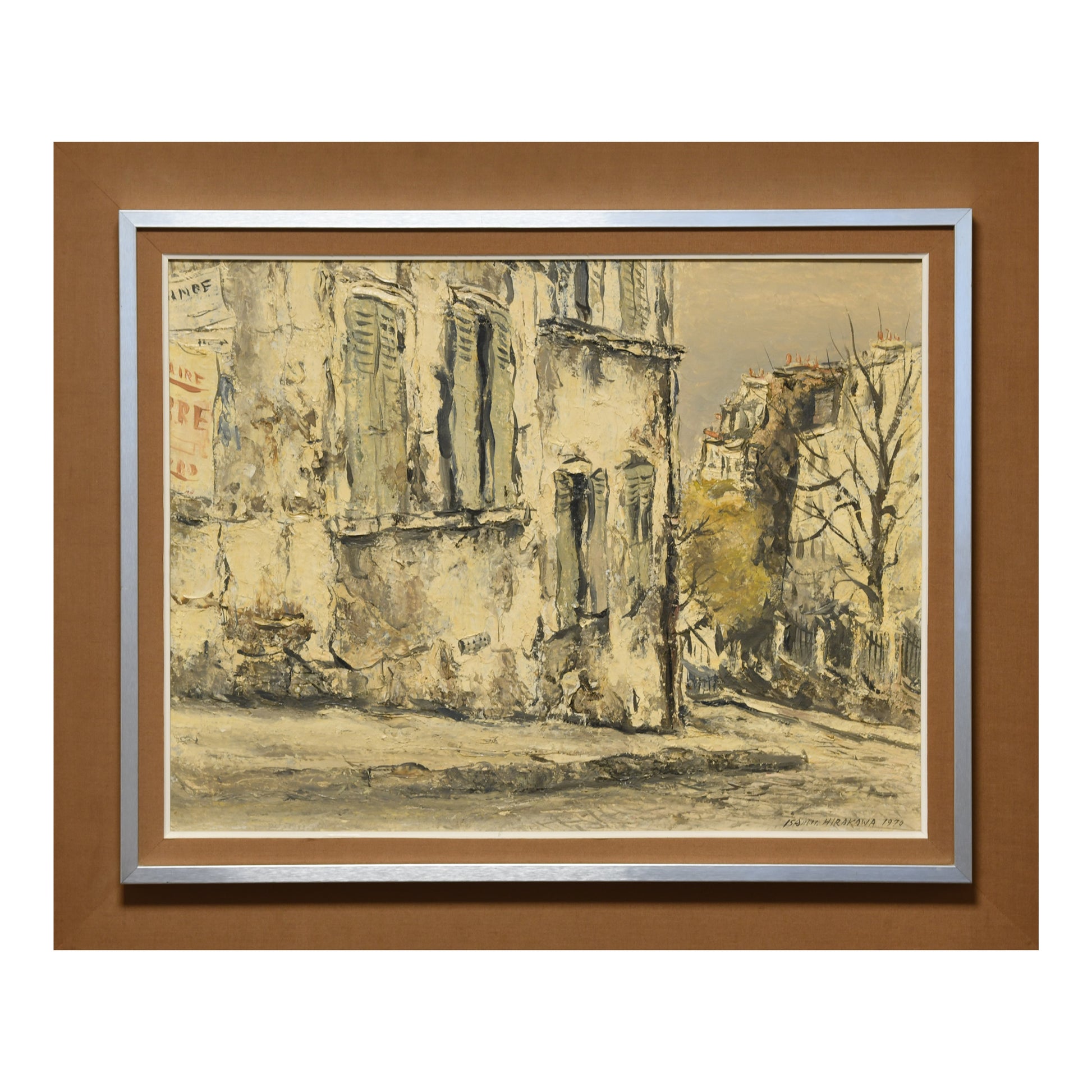 Paris sous la neige huile sur toile Isamu Hirakawa paysage urbain parisien hiver 1970 84x69 cm 800 euros