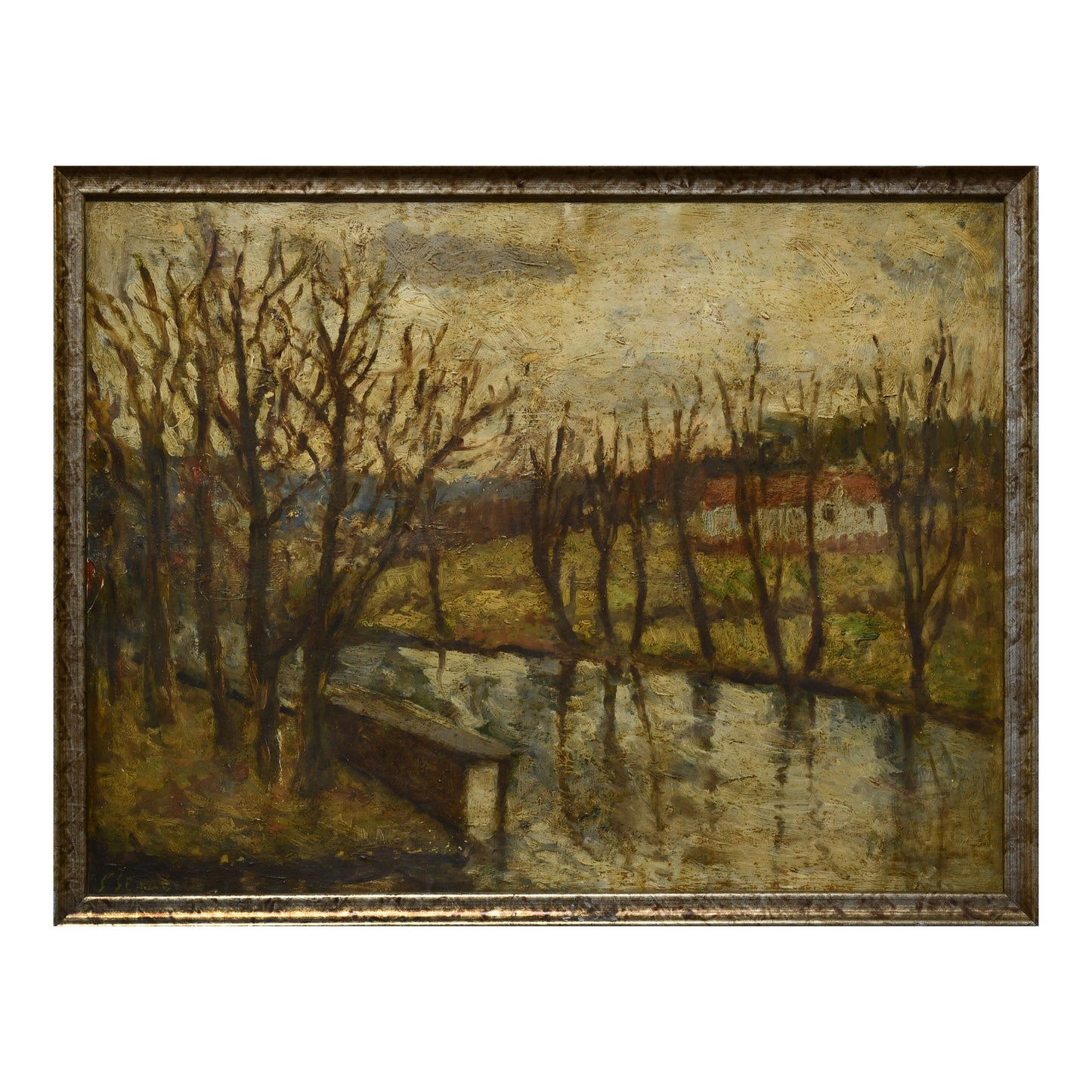 Bord de rivière huile sur toile Simon Segal paysage École de Paris art moderne français 65x50 cm 850 euros