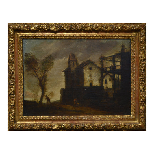 Scène de la vie des champs huile sur toile style hollandais peinture rurale art européen non signé 400 euros
