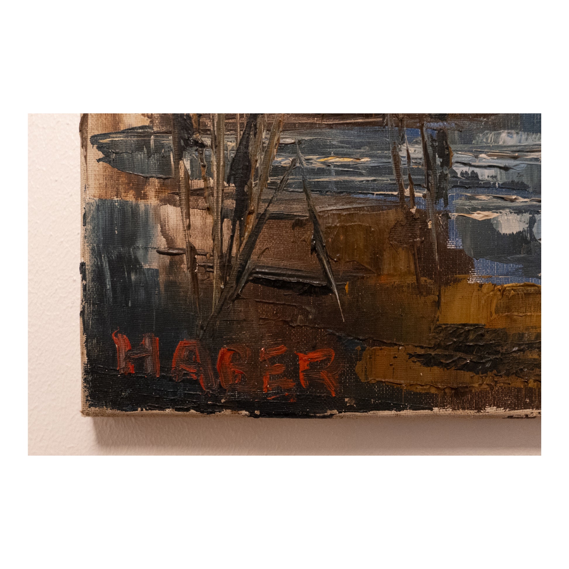 Camargue huile Tevieh Haber Beron paysage provençal art moderne français 61x46 cm 1500 euros signé

