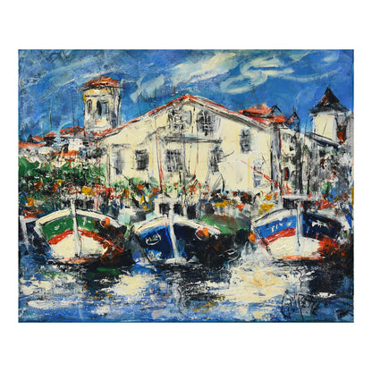 Saint-Jean-de-Luz peinture Guirette paysage côtier port basque scène marine
