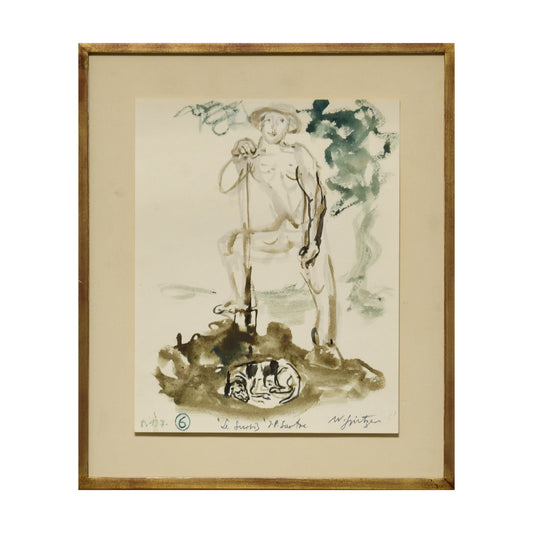 Le Sursis dessin Walter Spitzer scène narrative art moderne français 350 euros