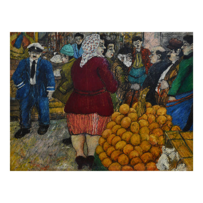 Scène de rue huile sur papier David Azuz scène urbaine art contemporain 450 euros