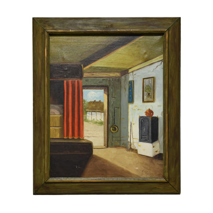 Intérieur allemand peinture à l'huile Hessellbach scène intérieure domestique ambiance européenne art moderne
