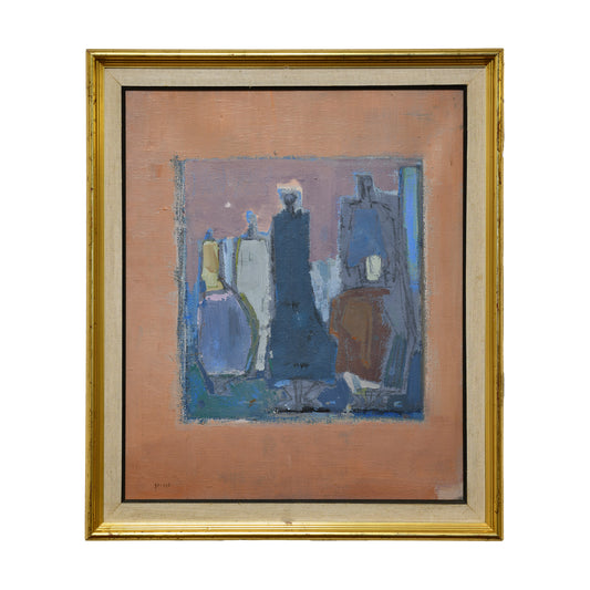 Dans l'attente huile sur toile René Gouast art moderne français 1968 450 euros
