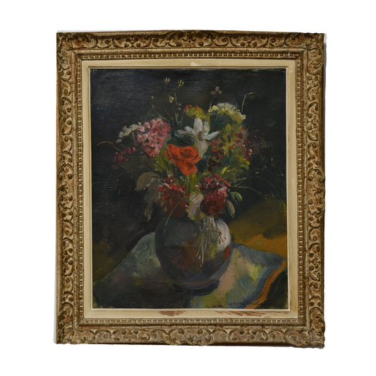 Nature morte au bouquet huile sur toile André Michel nature morte florale art moderne