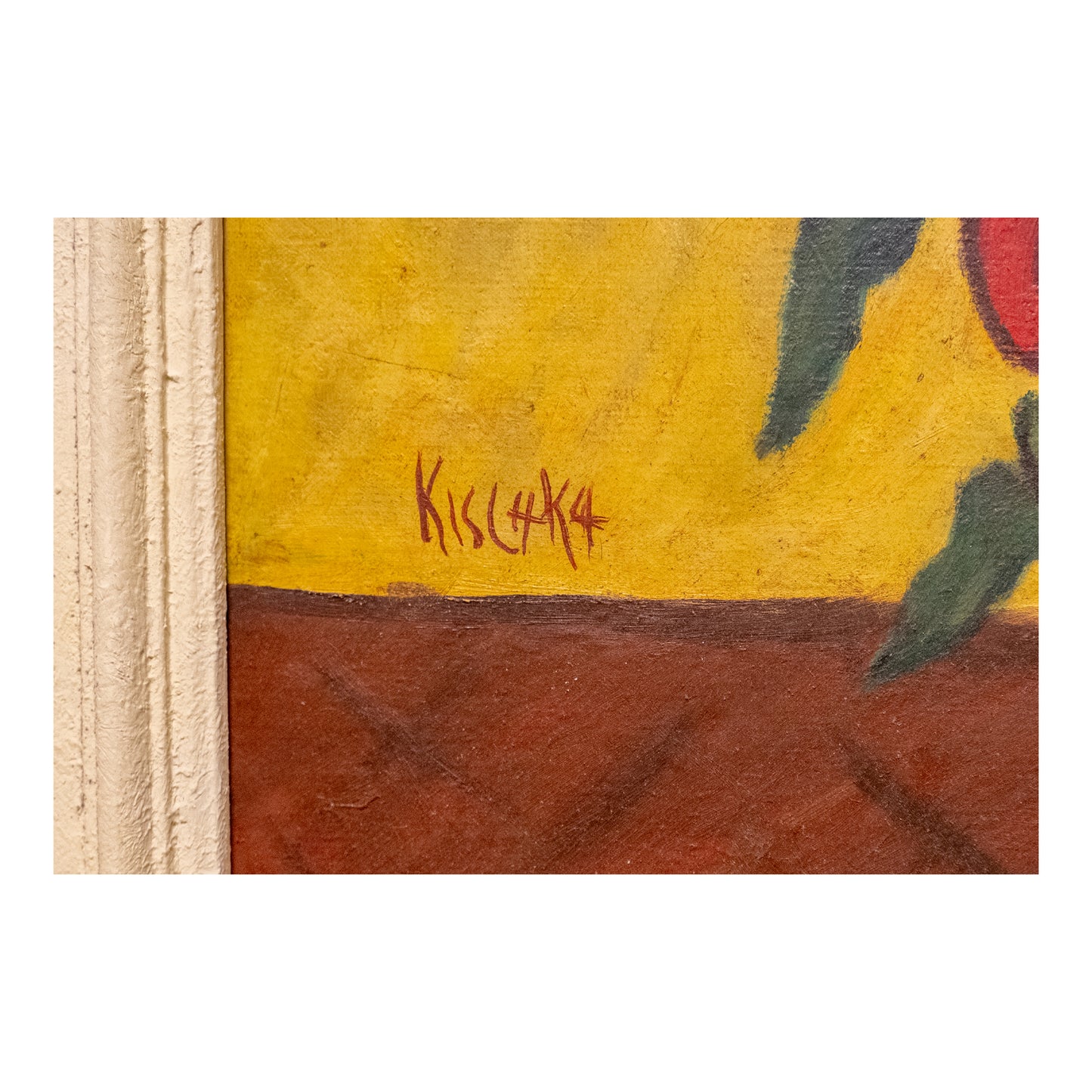 Bouquet de fleurs huile sur toile Isis Kishka nature morte florale art moderne français 49x59 cm authentique 800 euros signature