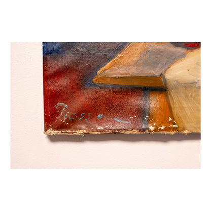 Nature morte à la bouteille de vin huile sur toile signature non reconnue nature morte art moderne 350 euros