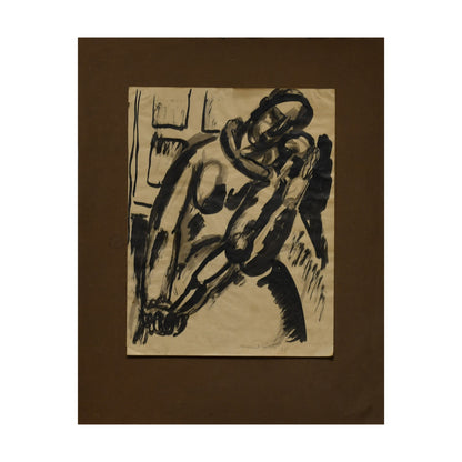 Maternité dessin encre sur papier Marcel Caron scène maternelle art moderne français 350 euros