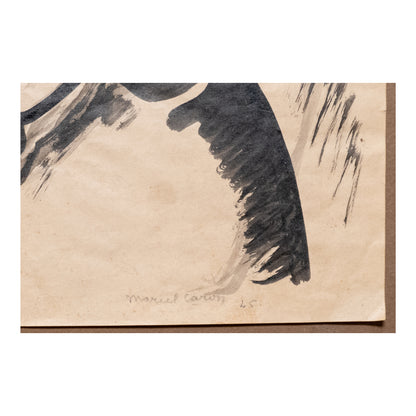 Maternité dessin encre sur papier Marcel Caron scène maternelle art moderne français 350 euros