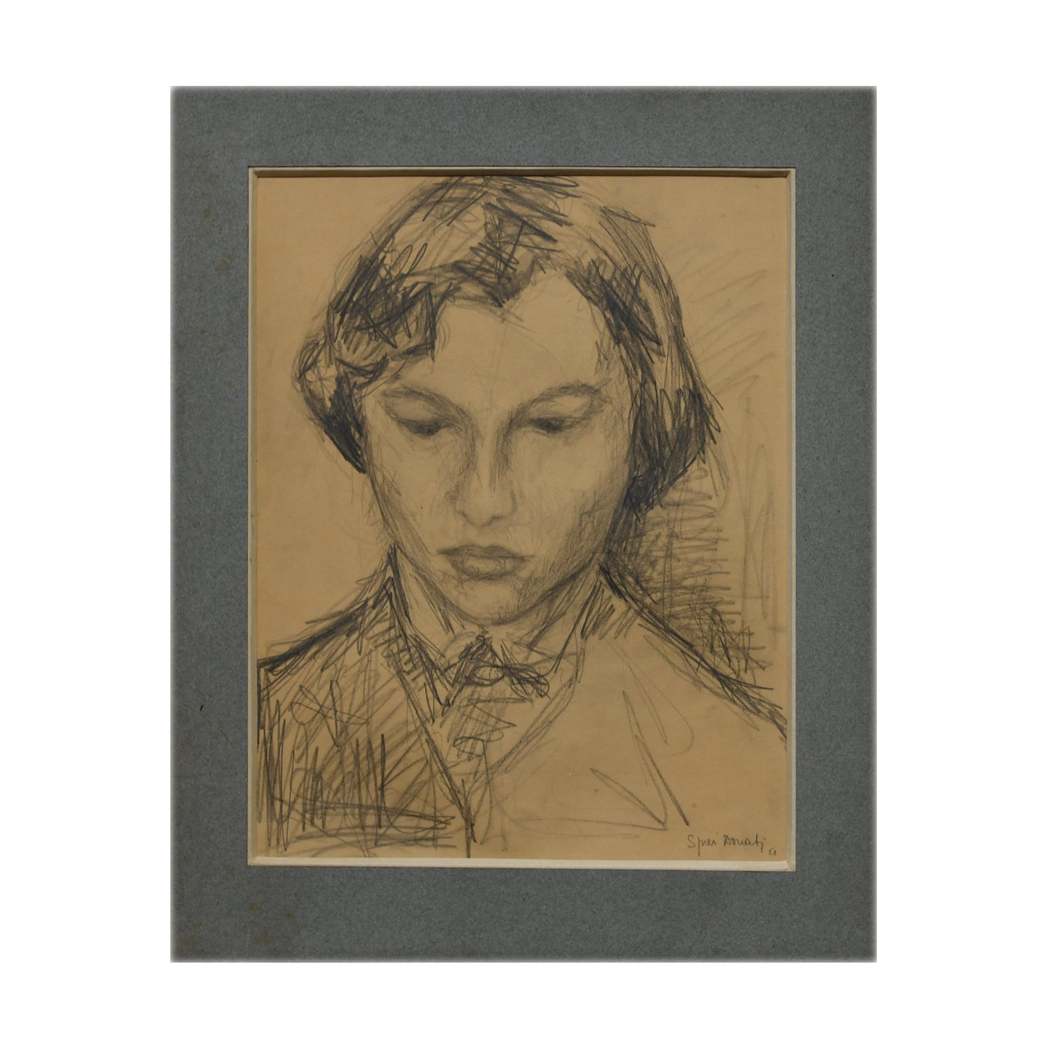 Portrait de Femme dessin crayon Marianne Spier-Donati portrait féminin art moderne 400 euros