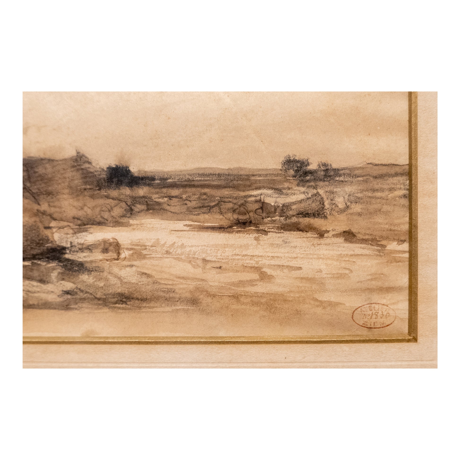 Bord de côte dessin lavis Félix Ziem paysage marin côte méditerranéenne art français XIXe siècle authentique