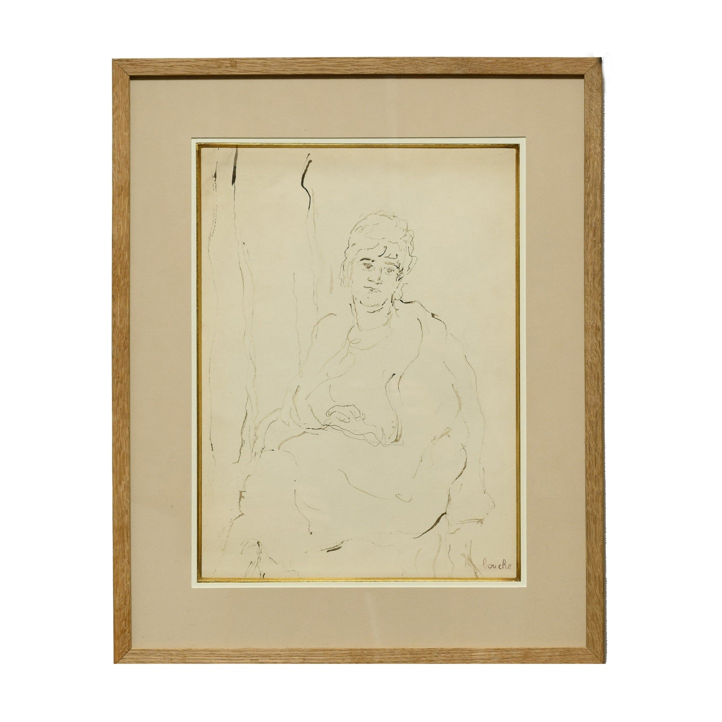 Portrait de Katia Granoff dessin crayon Georges Bouche portrait féminin galeriste art moderne français authentique 450 euros