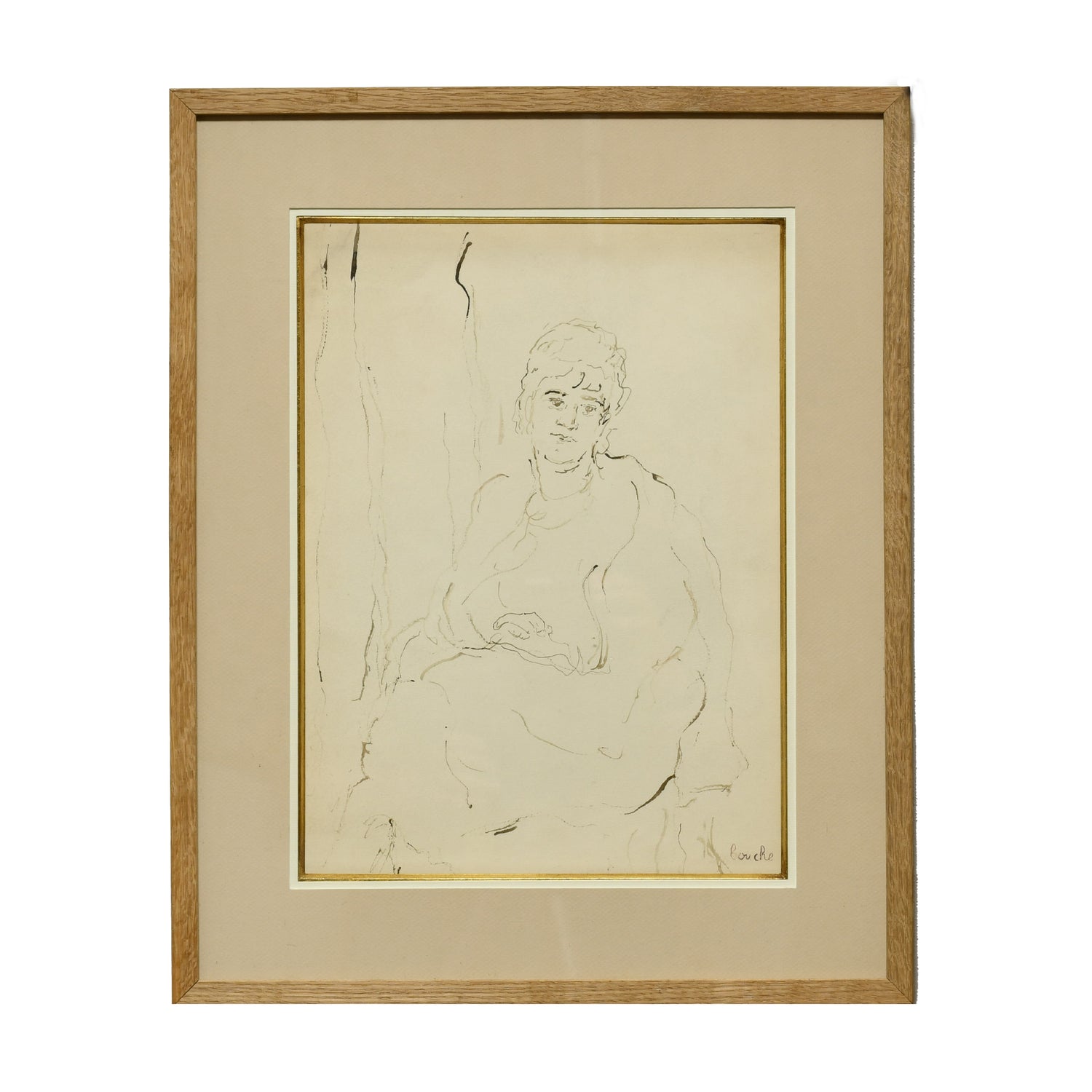 Portrait de Katia Granoff dessin crayon Georges Bouche portrait féminin galeriste art moderne français authentique 450 euros