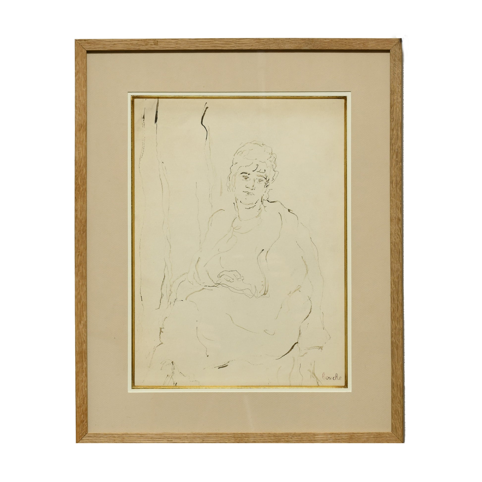 Portrait de Katia Granoff dessin crayon Georges Bouche portrait féminin galeriste art moderne français authentique 450 euros
