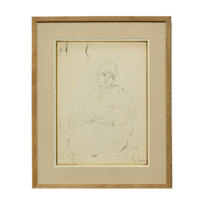 Portrait de Katia Granoff dessin crayon Georges Bouche portrait féminin galeriste art moderne français authentique 450 euros