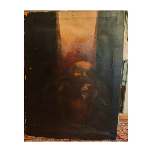 Métamorphose Homme huile sur toile Janusz Lewandowski art contemporain expressionnisme 1975 68x89 cm 950 eurosRetry