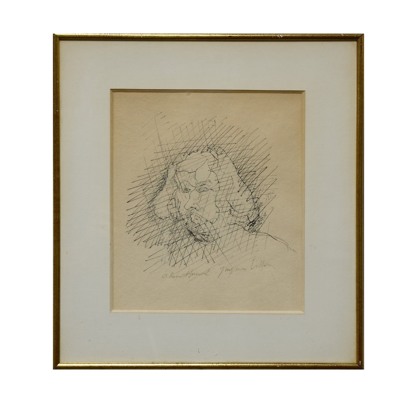 Portrait d'homme dessin Jacques Villon encre sur papier portrait masculin art graphique contemporain 750 euros
