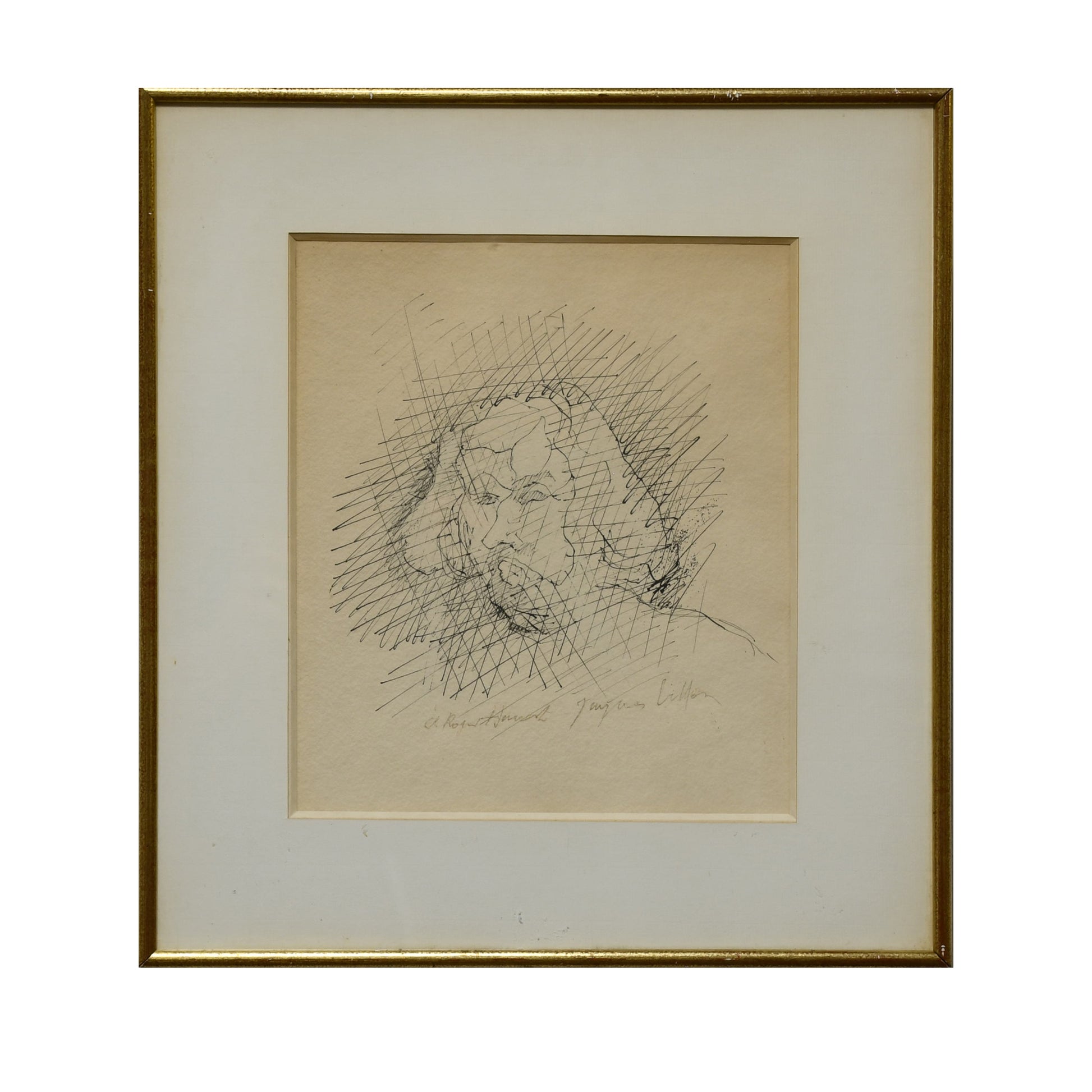 Portrait d'homme dessin Jacques Villon encre sur papier portrait masculin art graphique contemporain 750 euros
