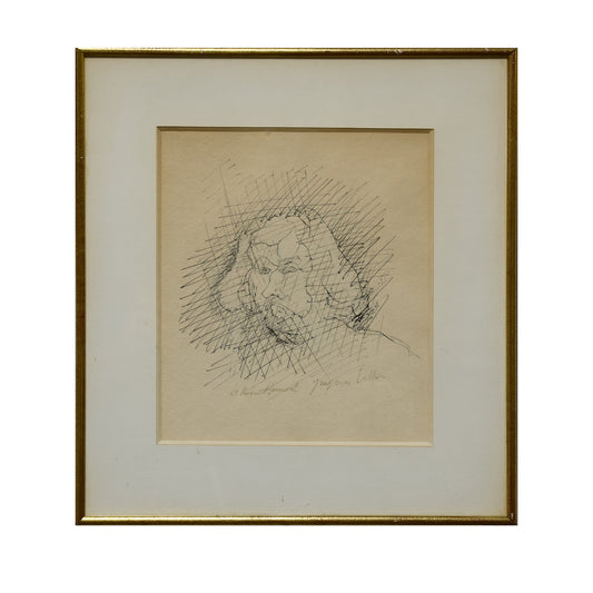 Portrait d'homme dessin Jacques Villon encre sur papier portrait masculin art graphique contemporain 750 euros
